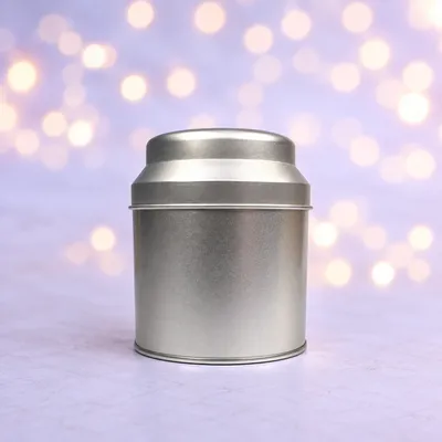 Rond theeblik zilver 50 gr